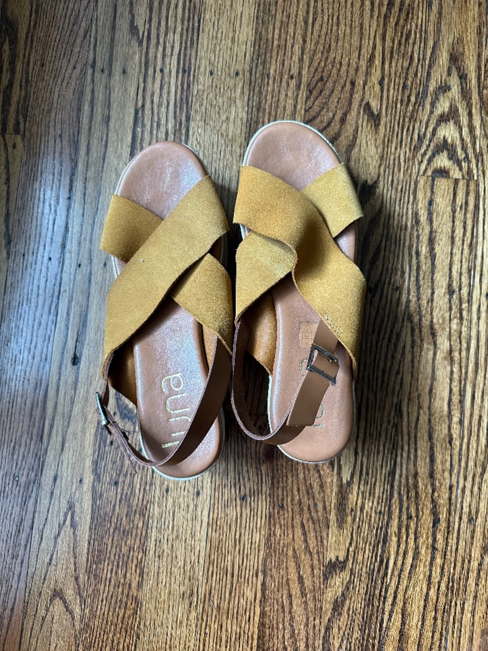 Luna Mustard Espadrille Platform Wedge Sandals/ ankle strap / size 41